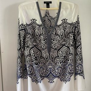 White House Black Market silky beaded  tunic top size 10